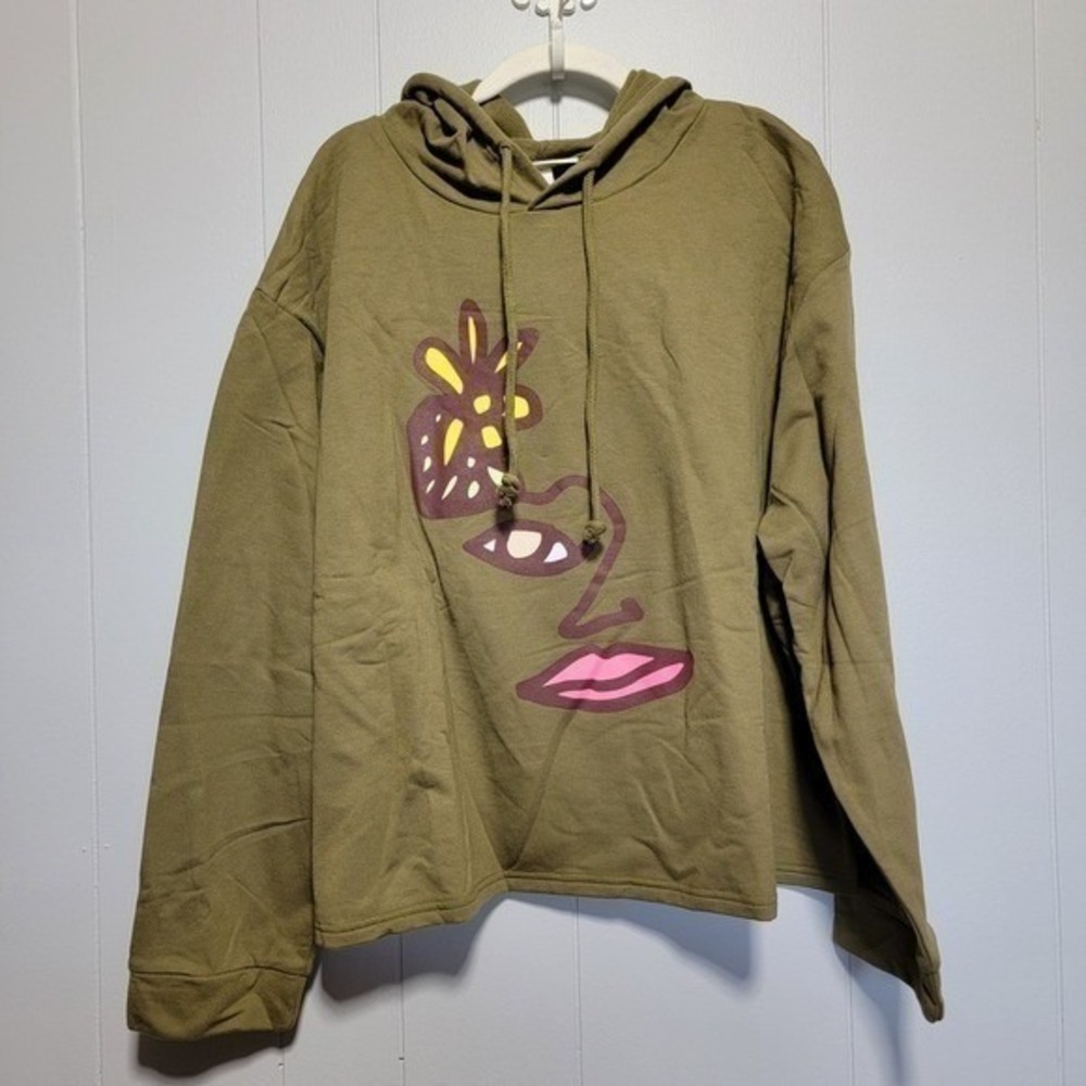 Target Take Pride Blu BlackBoyBe Abstract Face Graphic Hoodie Olive Green 1X NWT